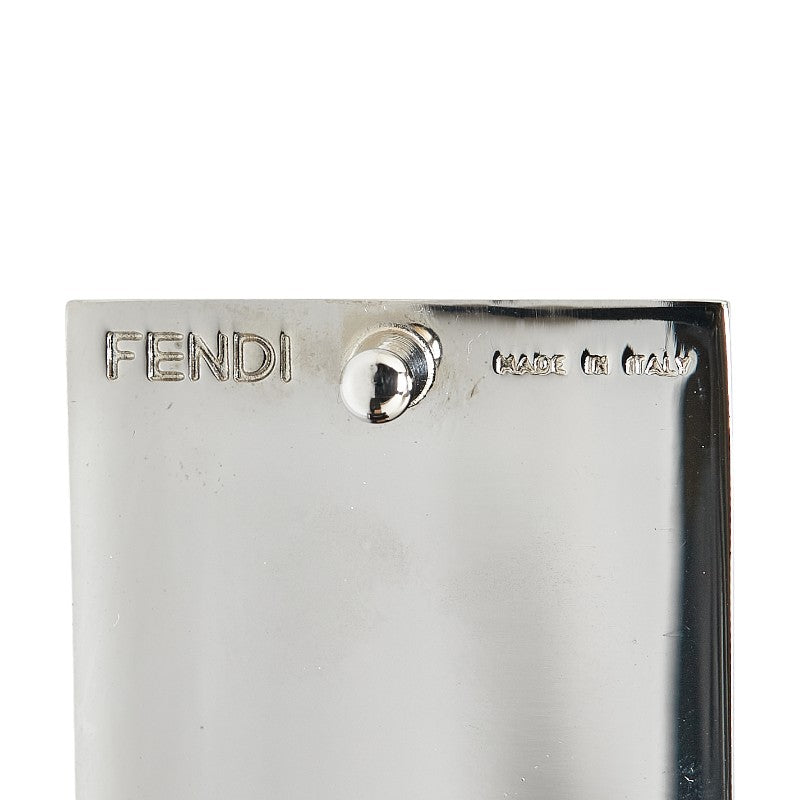 Fendi Leather Belt Black Silver Green