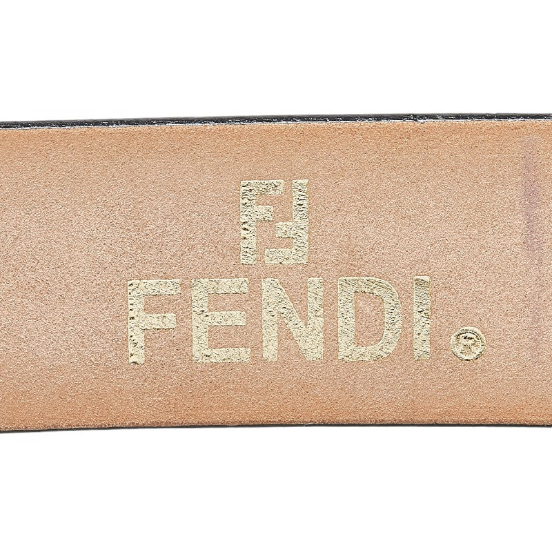 Fendi Leather Belt Black Silver Green