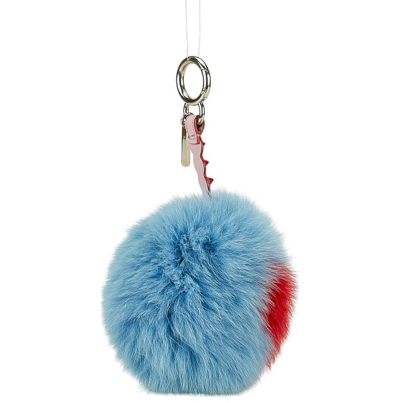 Fendi Faux Fur Leather Studs Charm Keychain