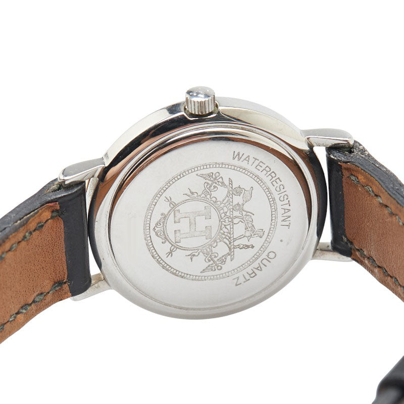 Hermes Meteore Quartz Watch Stainless Steel Leather