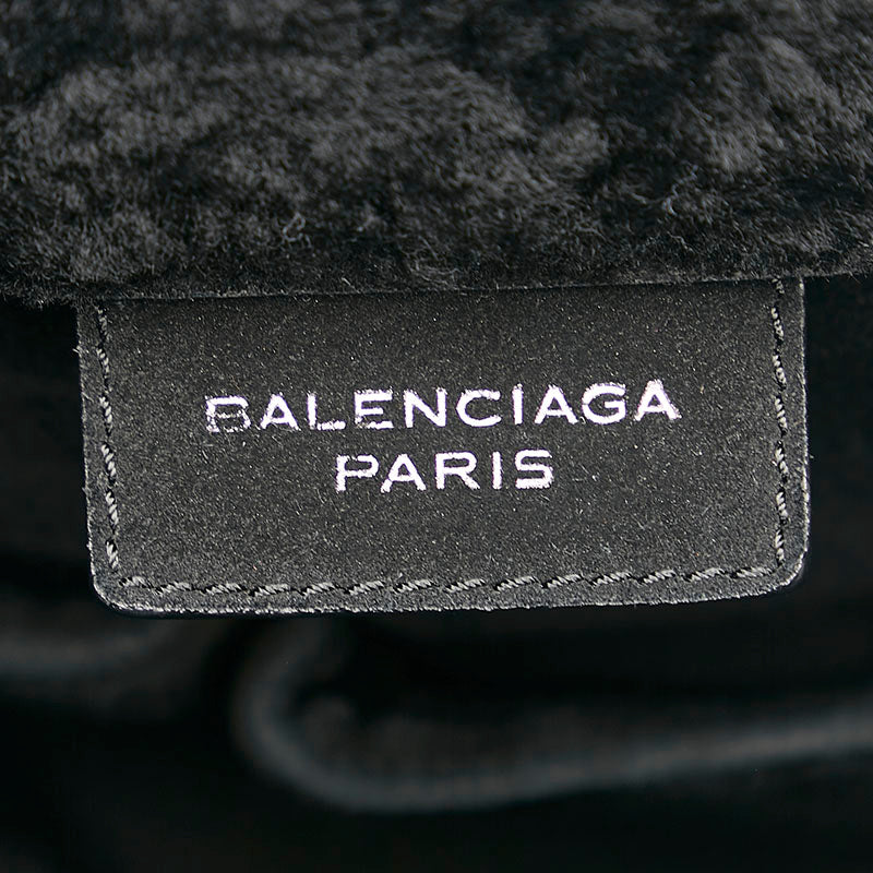 Balenciaga Shearling Leather Tote Handbag Black