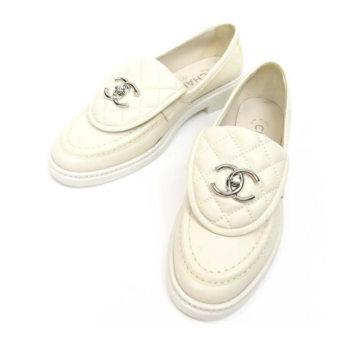 Chanel Ivory Loafers G36646