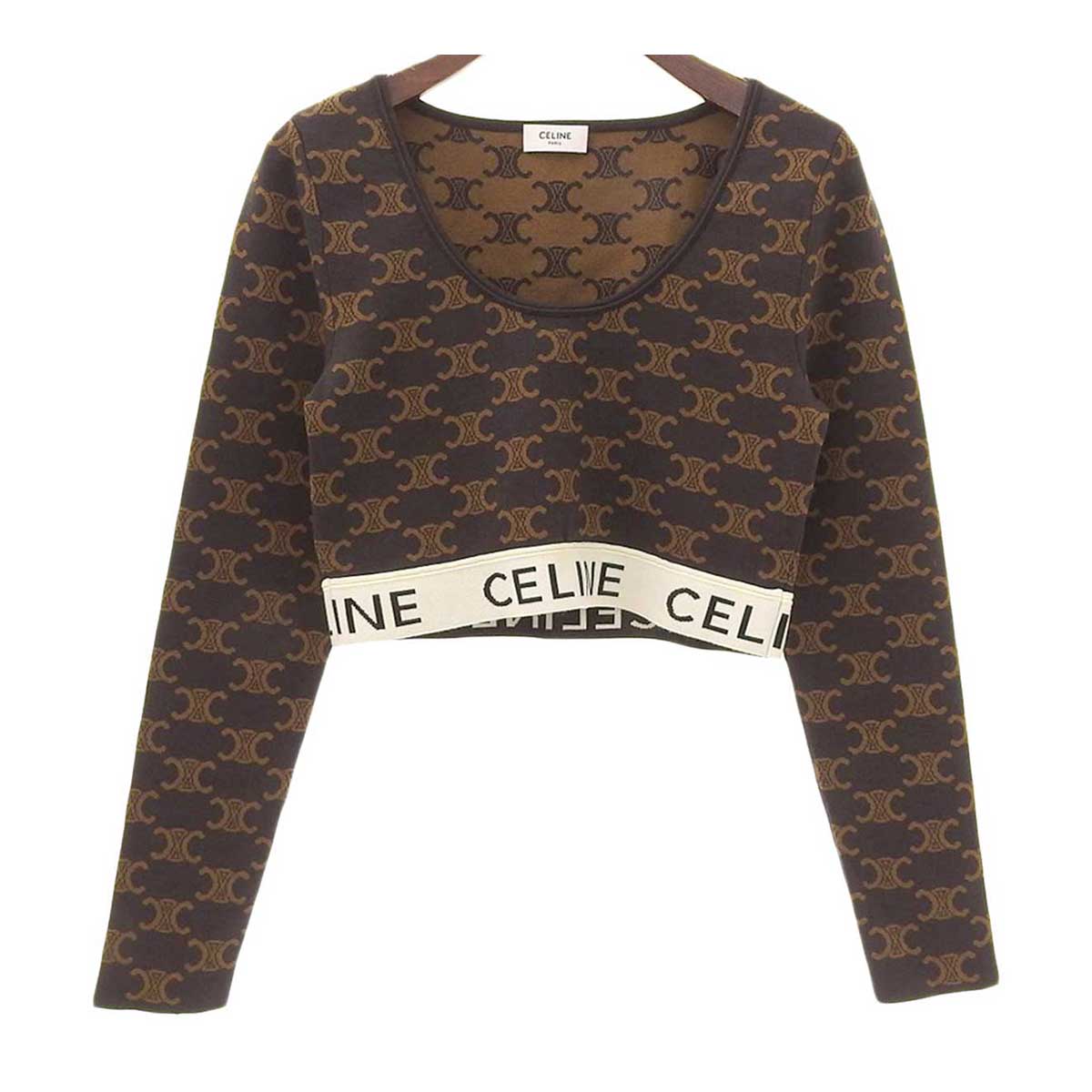 Celine Long Sleeve Crop Top T-Shirt