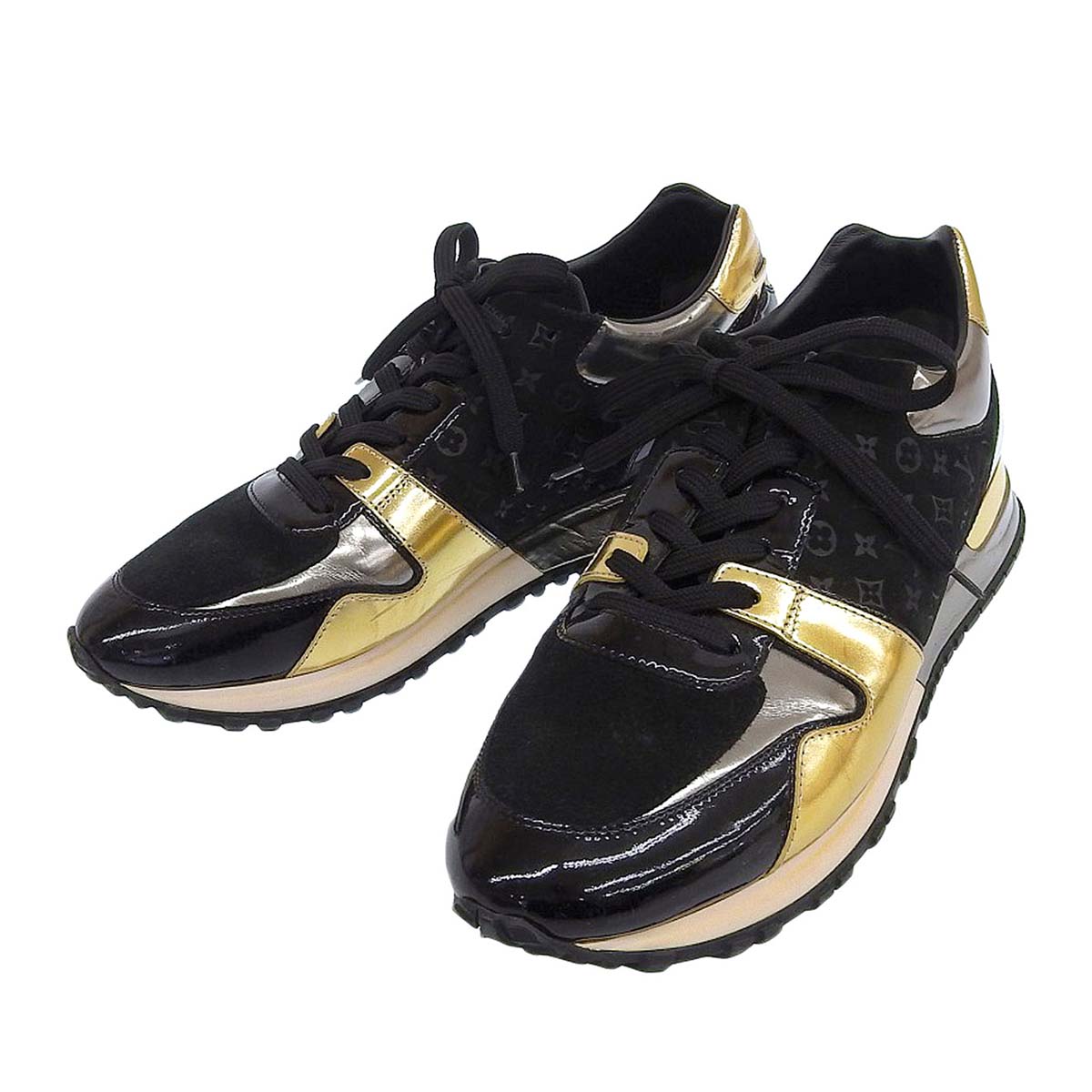 Louis Vuitton Suede Run Away Sneakers Black Gold