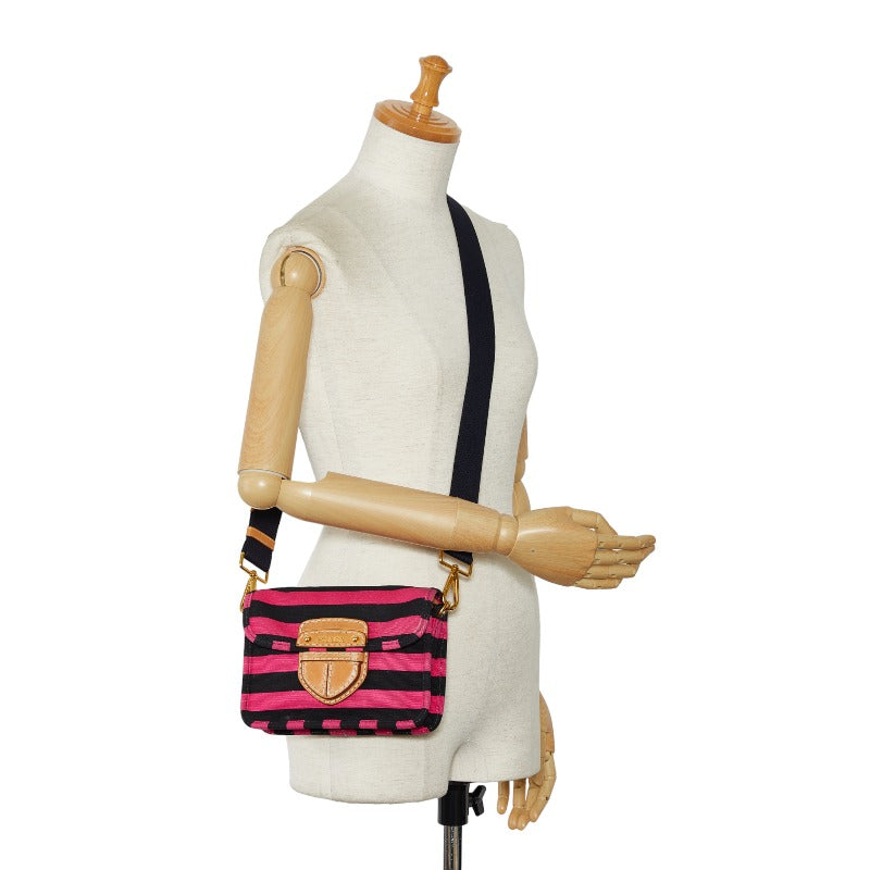 Prada Canvas Leather Stripe Crossbody Shoulder Bag BT0785