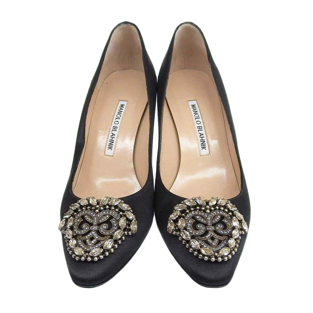 Manolo Blahnik Black Satin Pumps