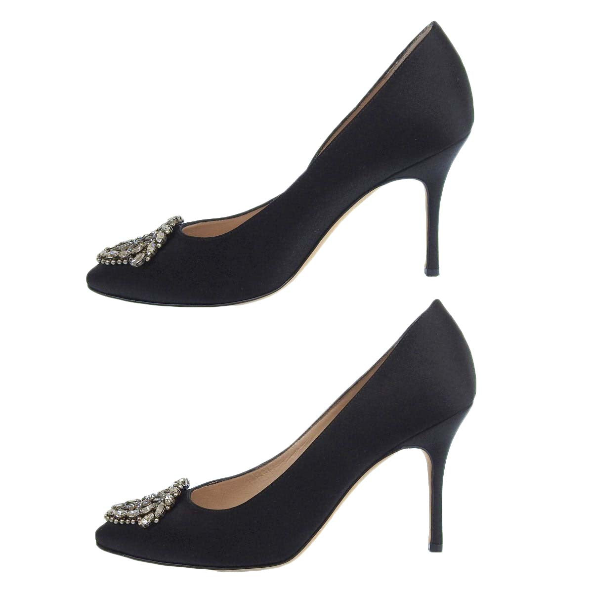 Manolo Blahnik Black Satin Pumps