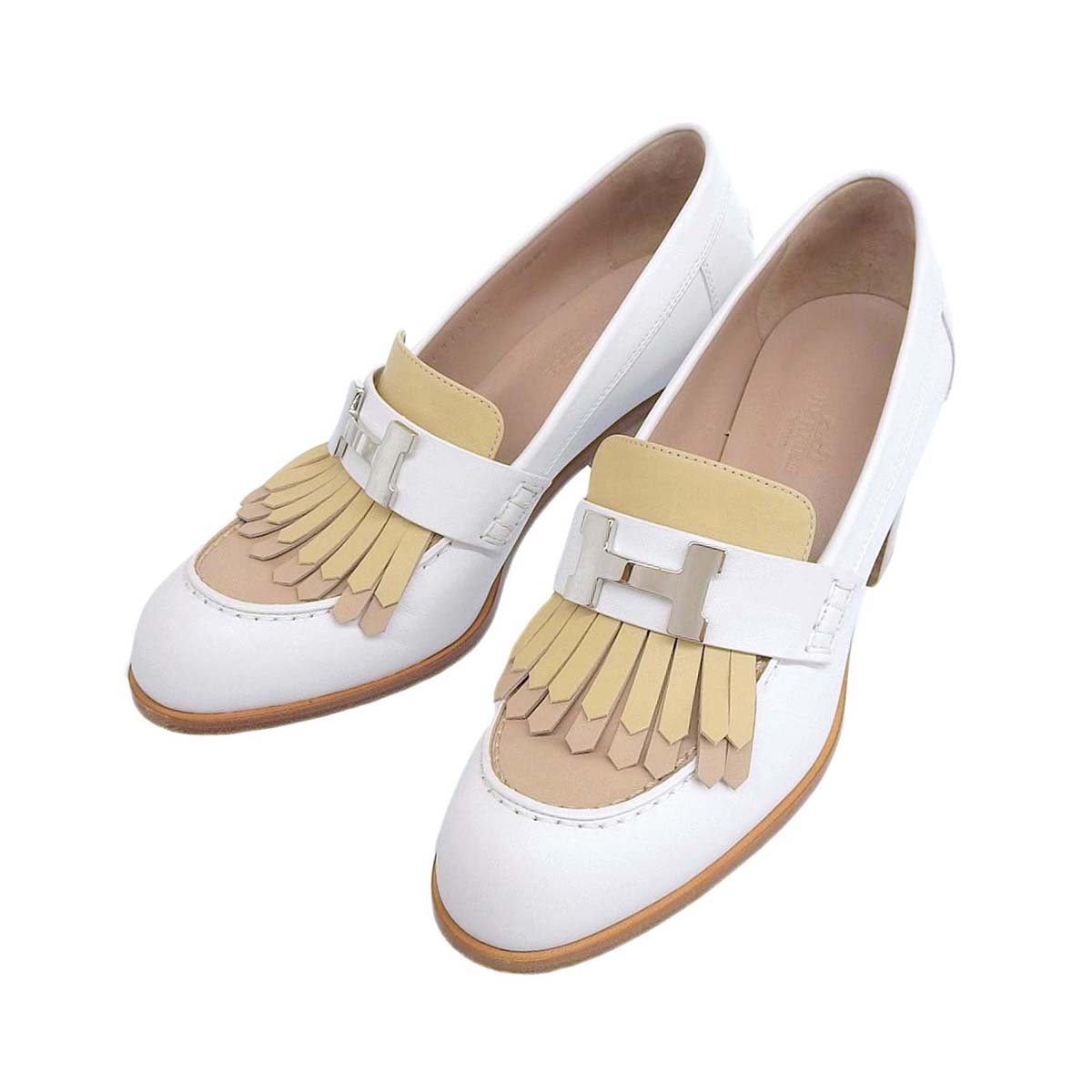 Hermes White Pumps