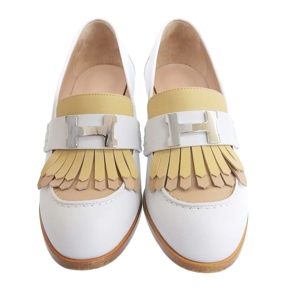 Hermes White Pumps