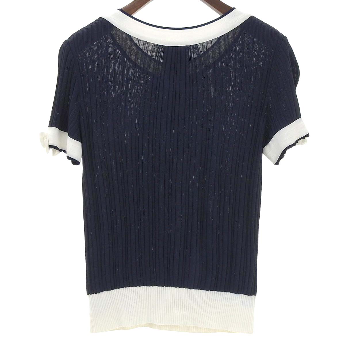 Chanel Short Sleeve Knit T-Shirt Navy