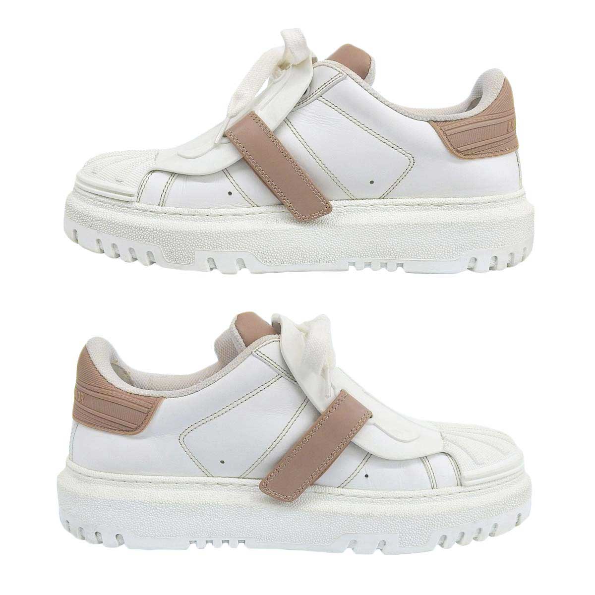 Dior Leather Low-Top Sneakers White Beige