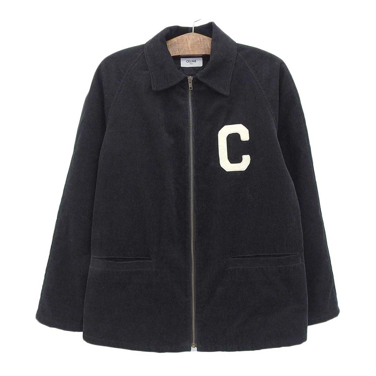 Celine Black Cotton Corduroy Zip-Up Jacket