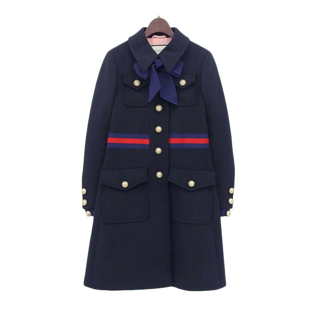 Gucci Wool Coat with Bow Tie 448610