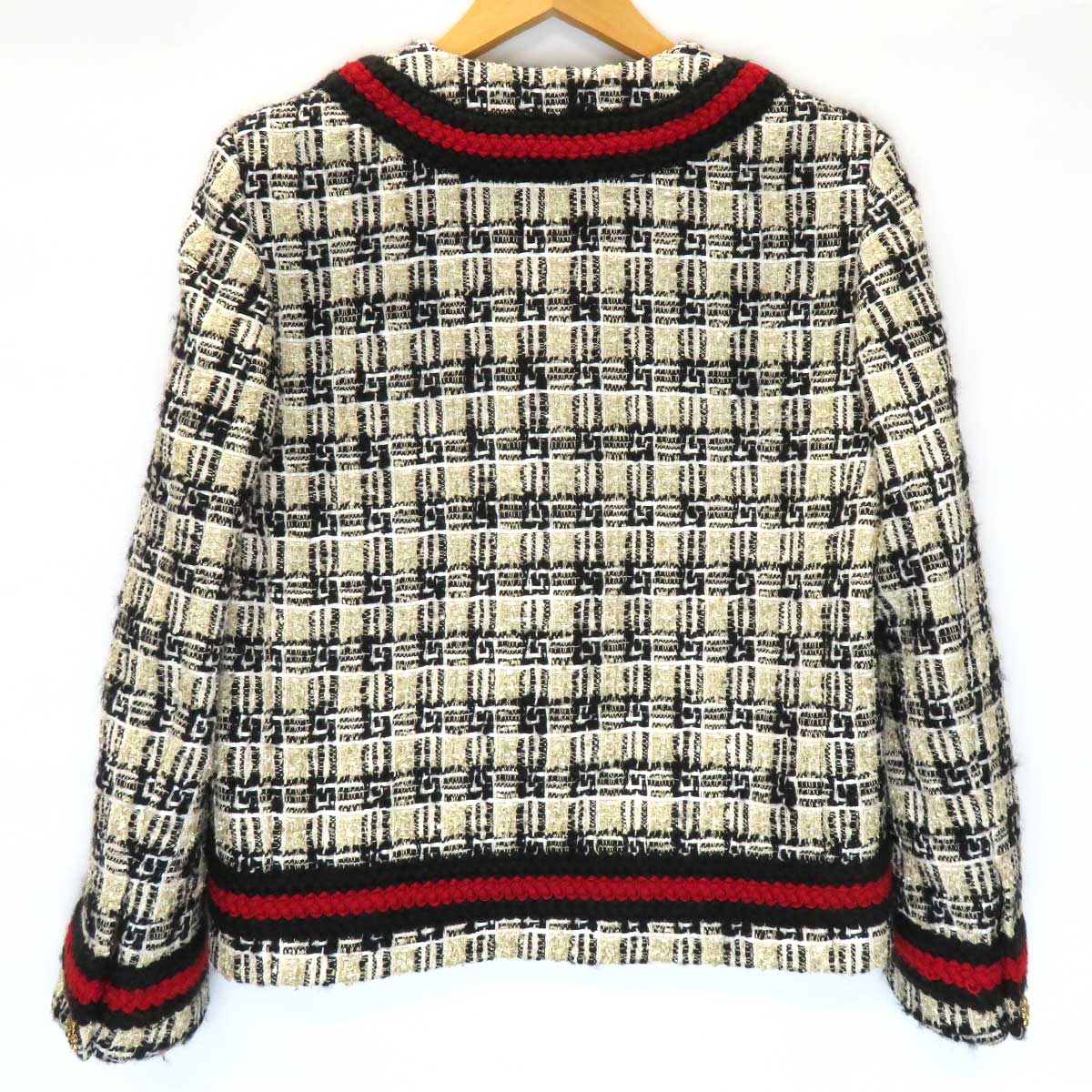 Gucci Check Tweed Jacket White Black Red