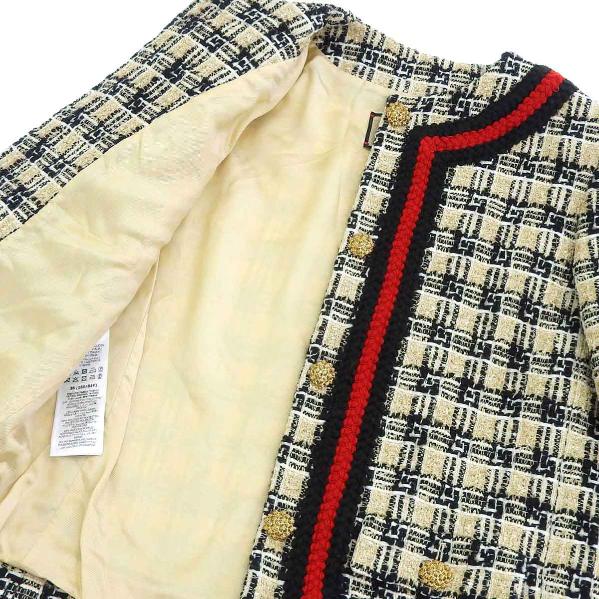 Gucci Check Tweed Jacket White Black Red