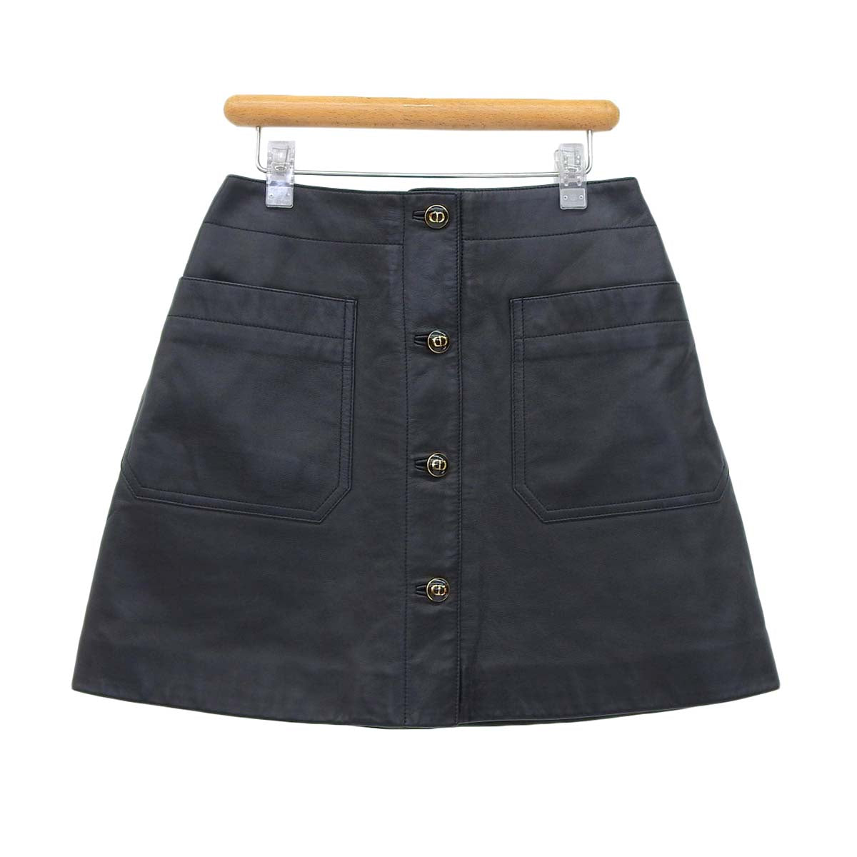 Dior Leather Short Skirt Black