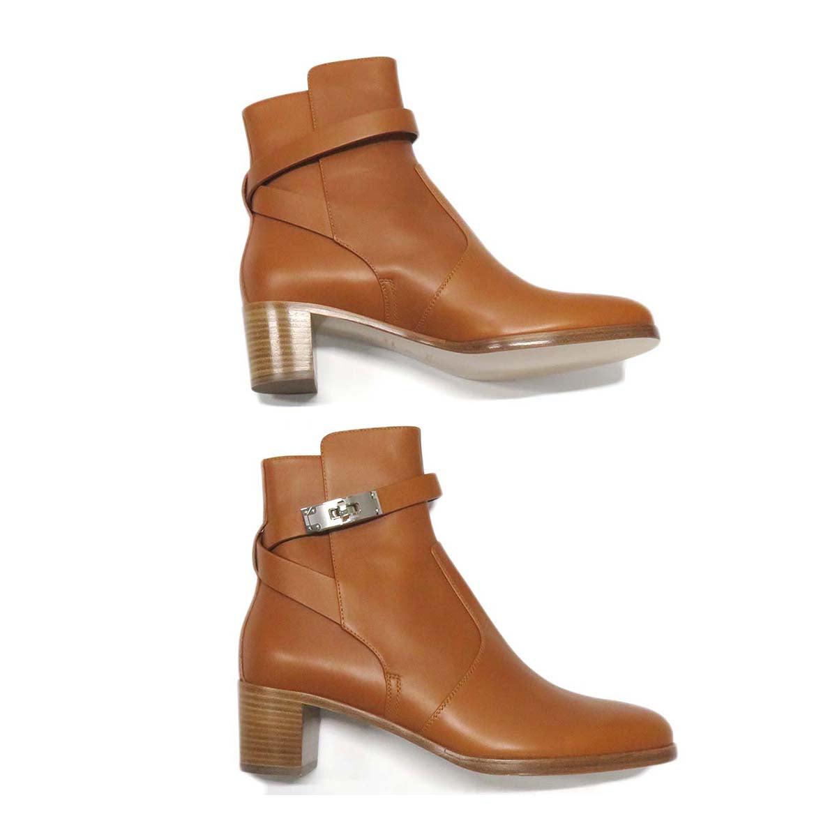 Hermes Leather Short Boots Brown