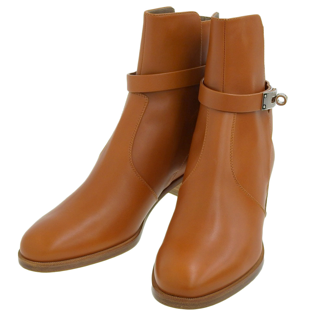 Hermes Leather Short Boots Brown