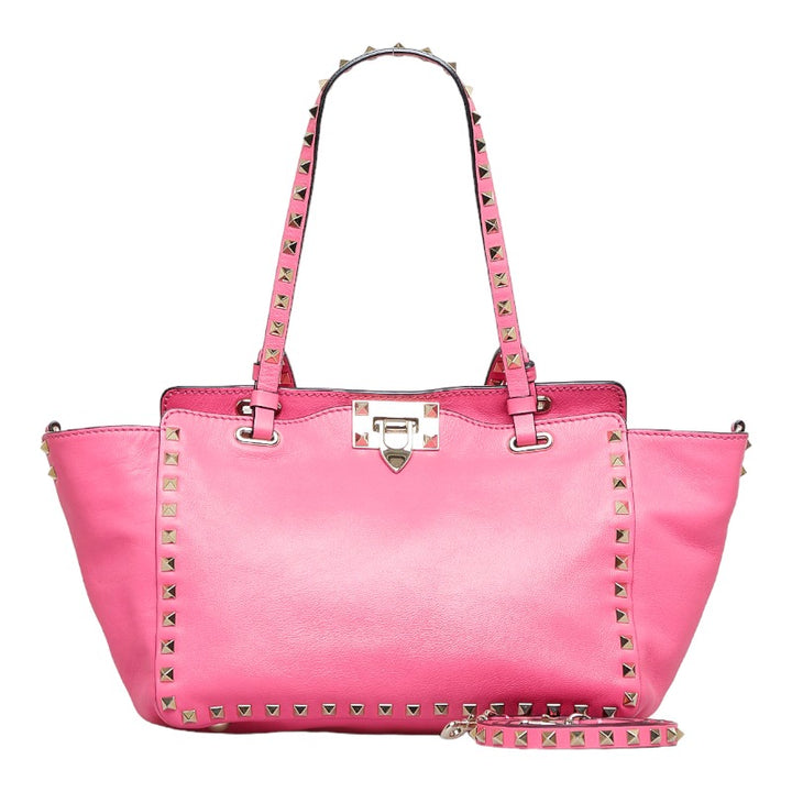 Valentino Rockstuds Leather Handbag 2WAY Pink in Very Good Condition