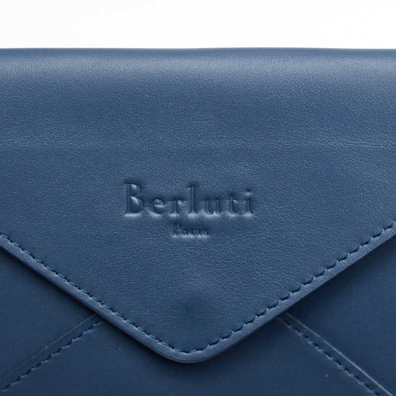 Berluti Leather Pouch Navy Ladies in Very Good Condition