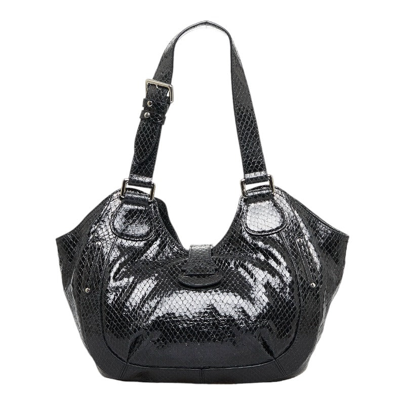 Celine Python Charm Patent Leather Handbag Shoulder Bag in Good Condition