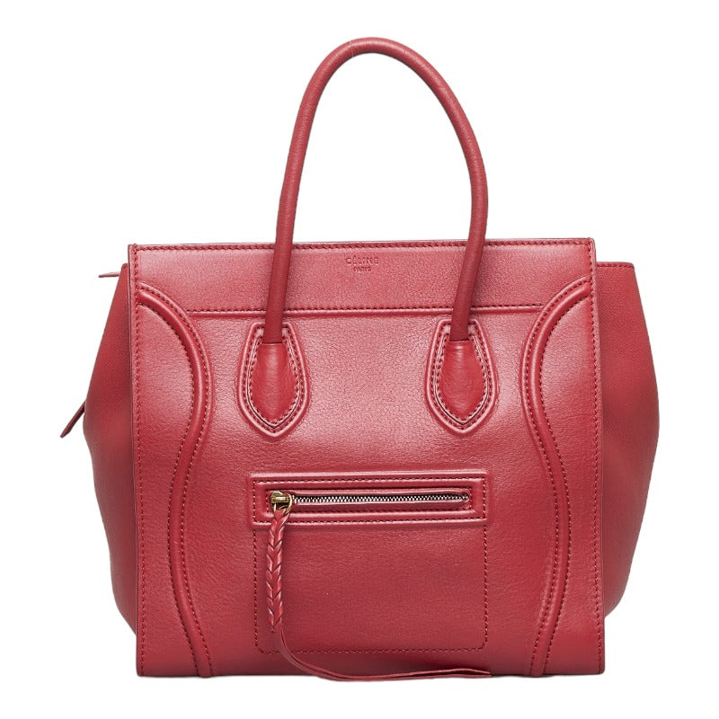 Celine Luggage Phantom Leather Handbag Red