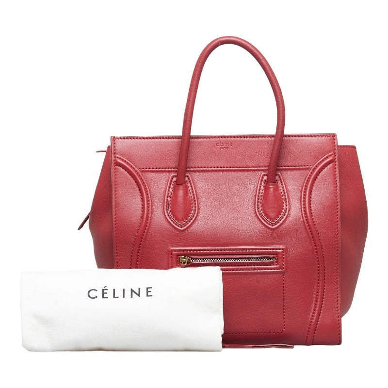 Celine Luggage Phantom Leather Handbag Red