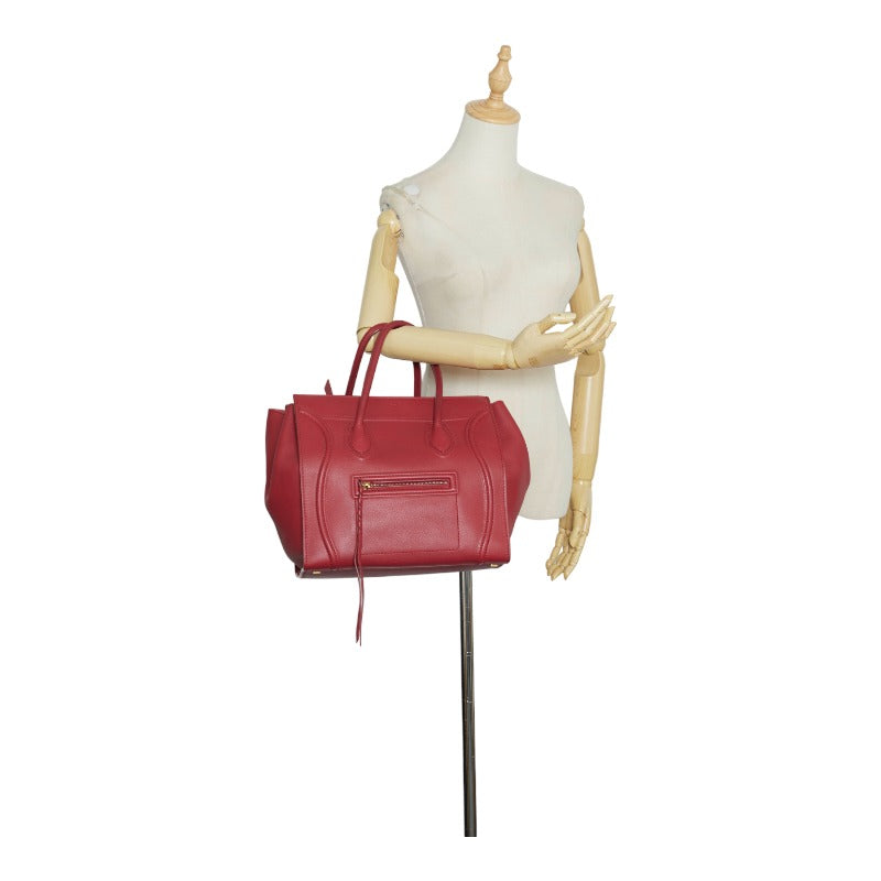 Celine Luggage Phantom Leather Handbag Red