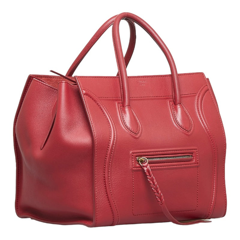 Celine Luggage Phantom Leather Handbag Red