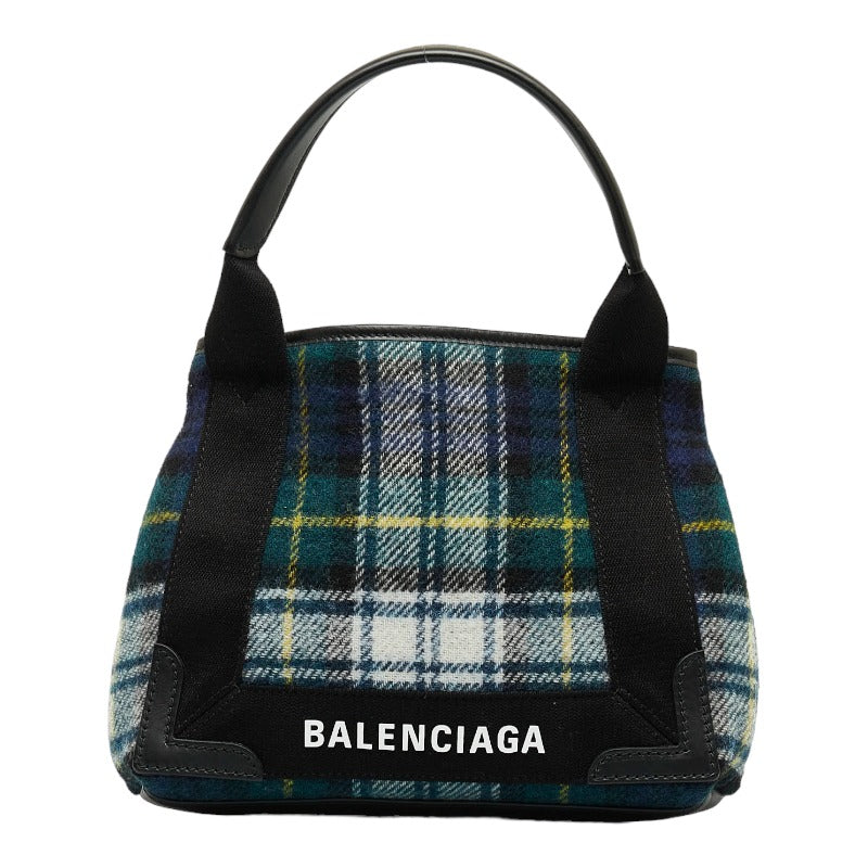 Balenciaga Cabas XS Check Wool Leather Handbag 390346 in Great Condition