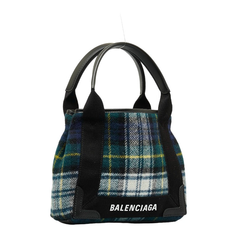 Balenciaga Cabas XS Check Wool Leather Handbag 390346 in Great Condition