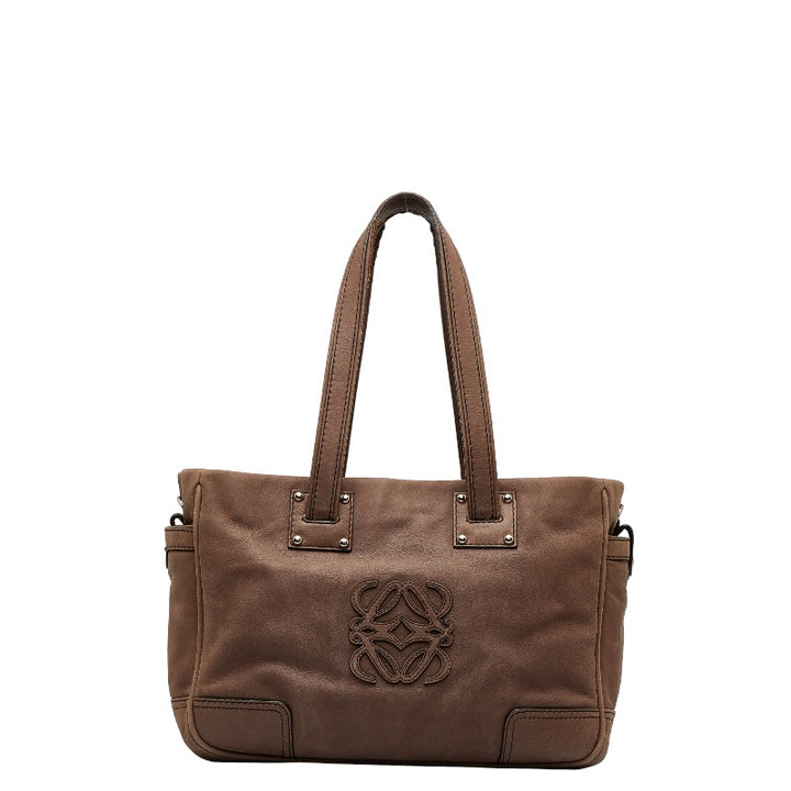 Loewe Anagram Leather Handbag Tote Brown