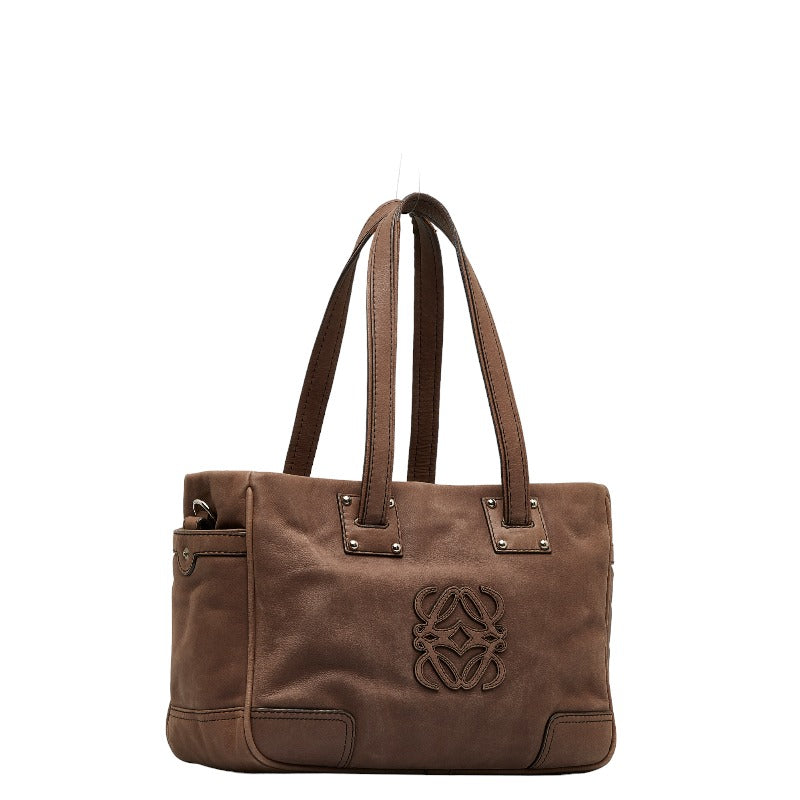 Loewe Anagram Leather Handbag Tote Brown