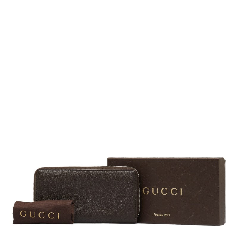 Gucci Leather Long Wallet Brown in Very Good Condition