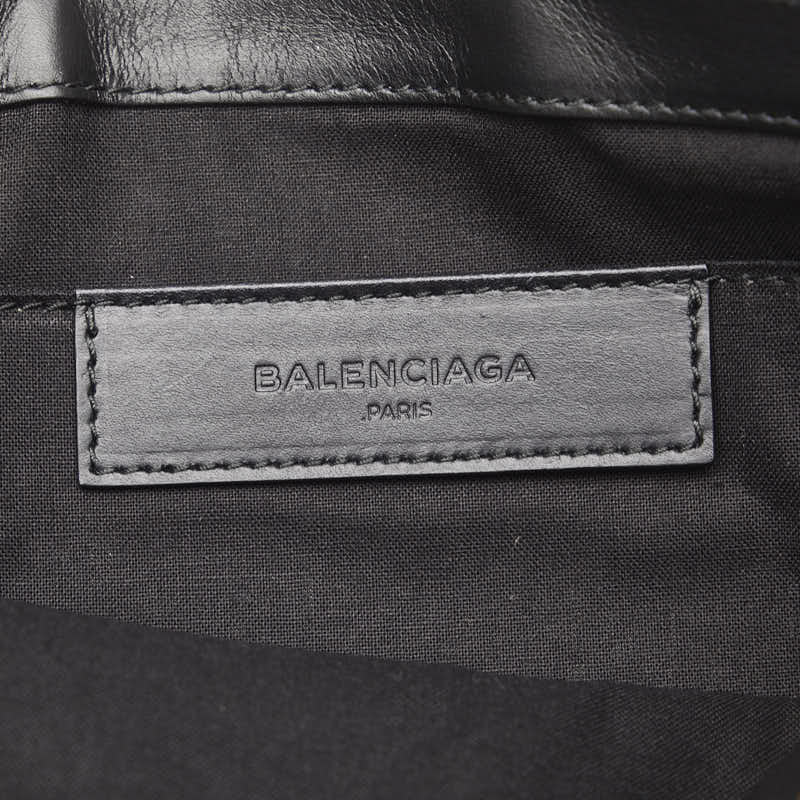 Balenciaga Canvas Leather Logo Navy Clip M Clutch Bag