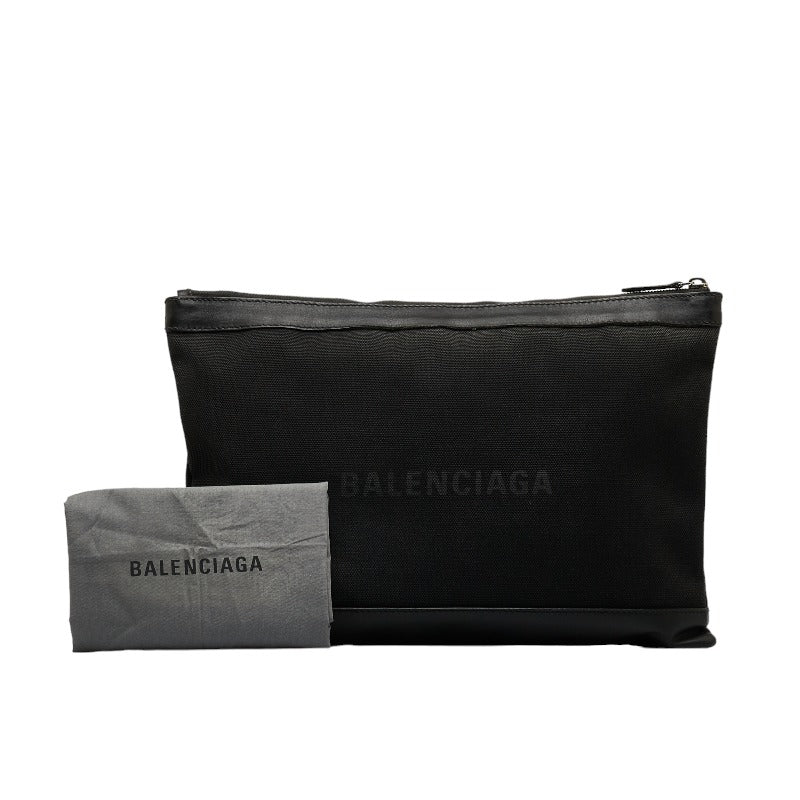 Balenciaga Canvas Leather Navy Clip L Clutch Bag 373840 in Good Condition