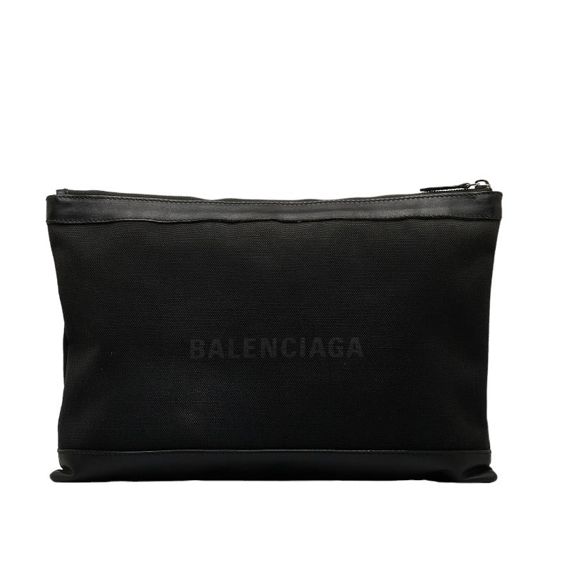 Balenciaga Canvas Leather Navy Clip L Clutch Bag 373840