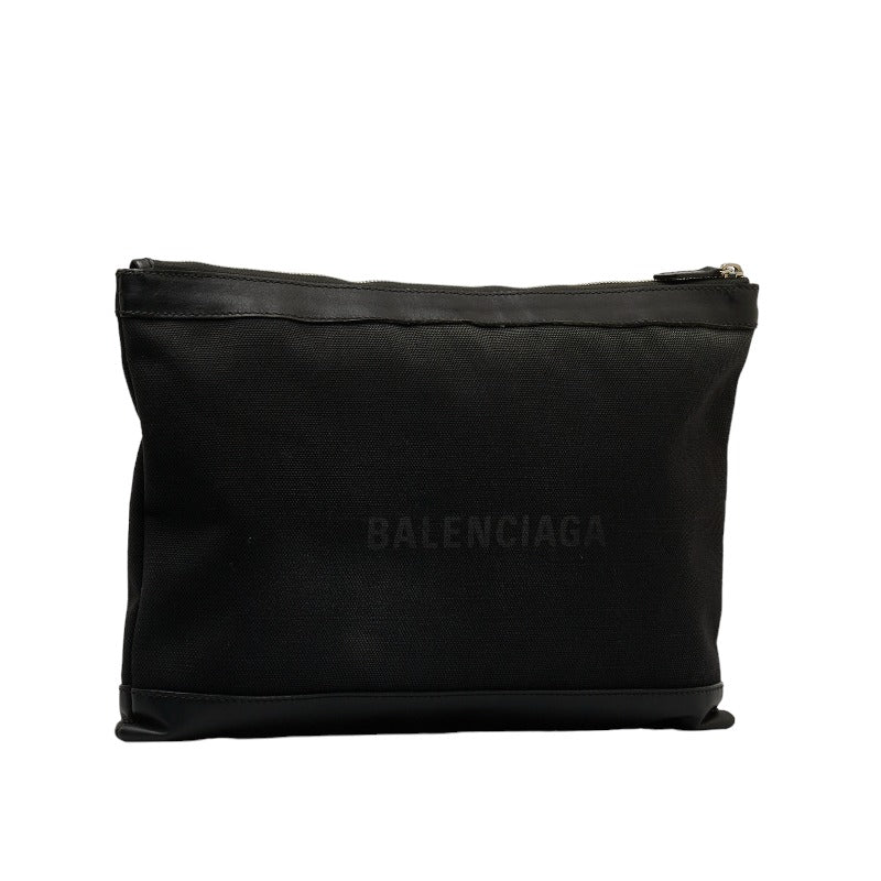 Balenciaga Canvas Leather Navy Clip L Clutch Bag 373840 in Good Condition