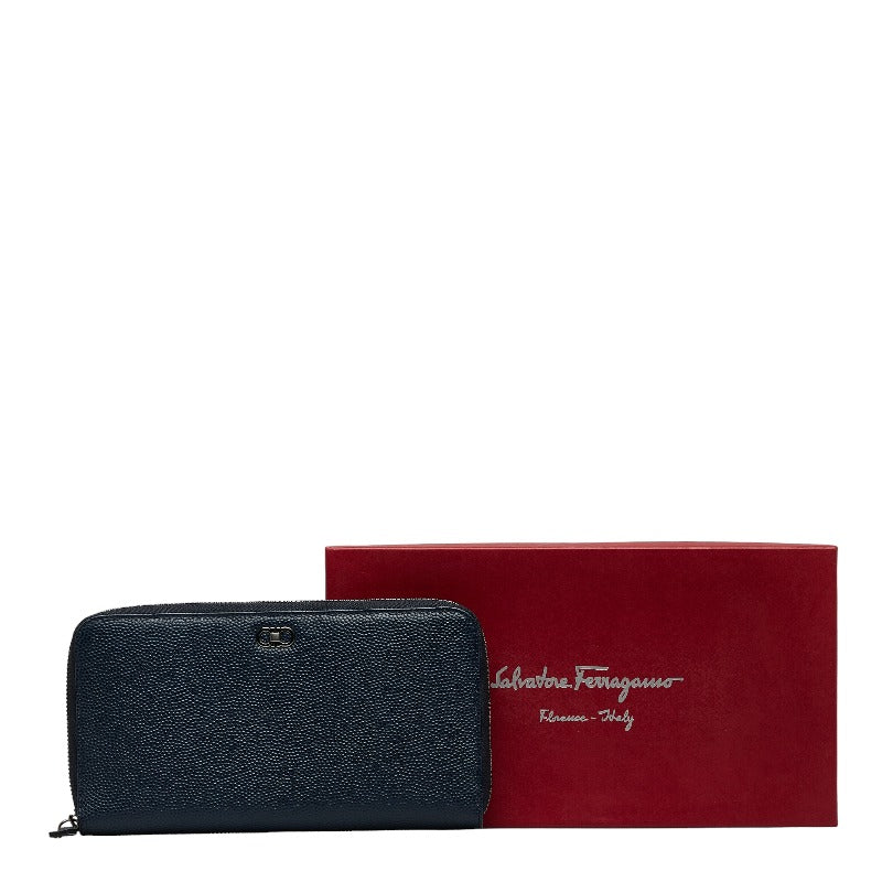 Salvatore Ferragamo Gancini Leather Bifold Wallet Long Wallet