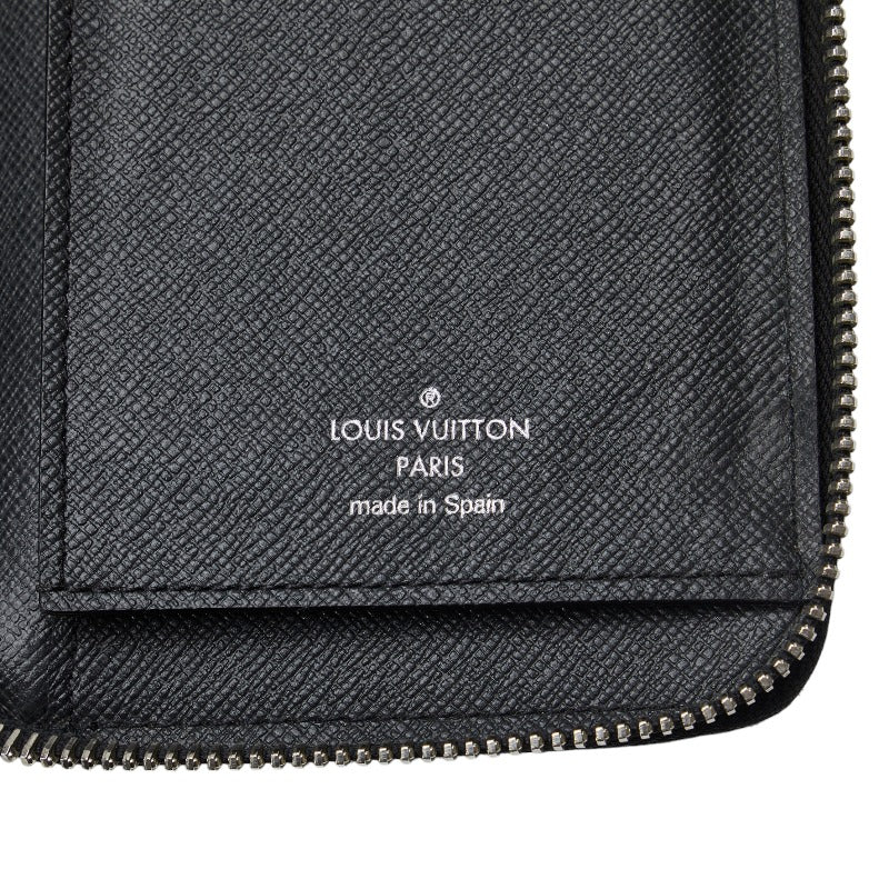 Louis Vuitton Taiga Zippy Wallet Vertical M32822 Black Leather in Very Good Condition