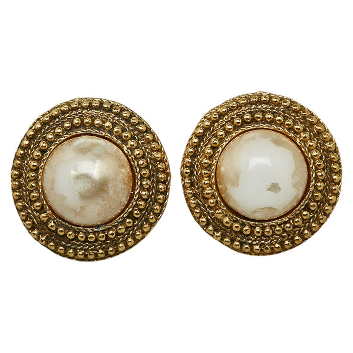 Chanel Gold Plated Pearl Earrings