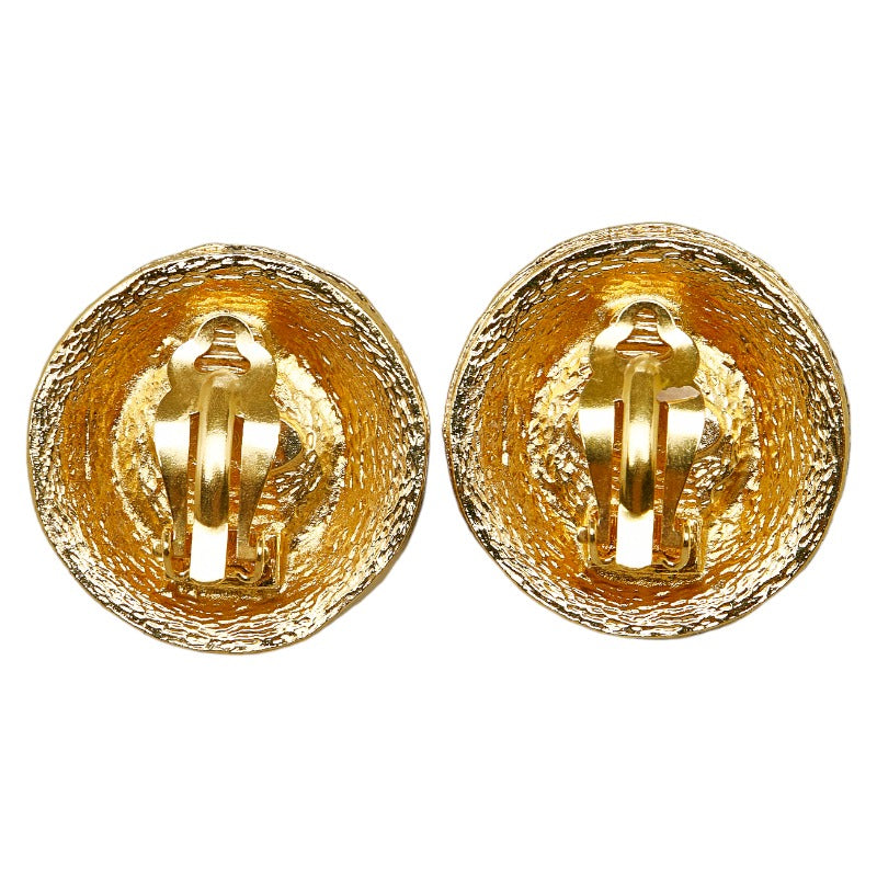 Chanel Faux Pearl Round Clip On Earrings Metal Earrings in Fair condition