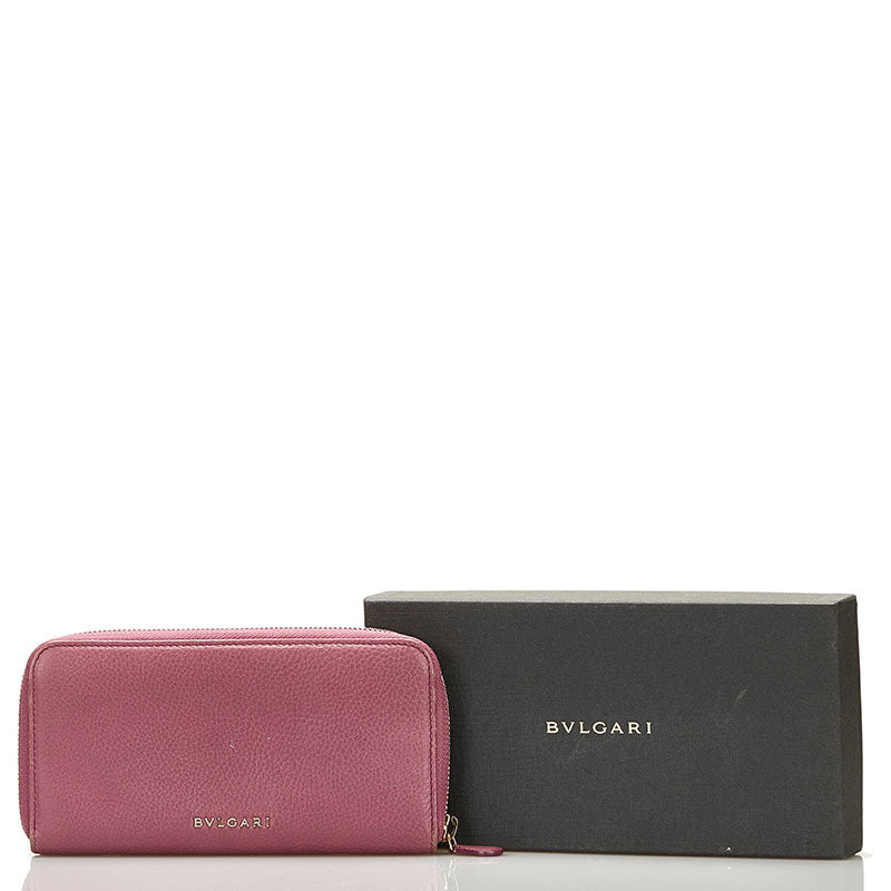 Bvlgari Leather Round Zipper Long Wallet 36338