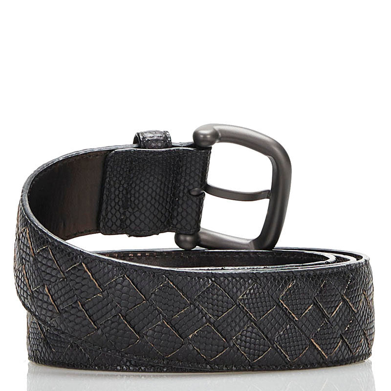 Bottega Veneta Intrecciato Python Belt 85-97cm in Very Good Condition