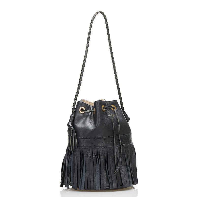 J&M Davidson Carnival L Fringe Leather Shoulder Bag in Very Good Condition