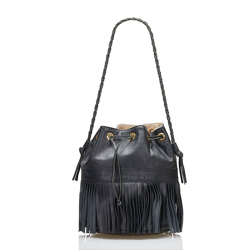 J&M Davidson Carnival L Fringe Leather Shoulder Bag in Very Good Condition