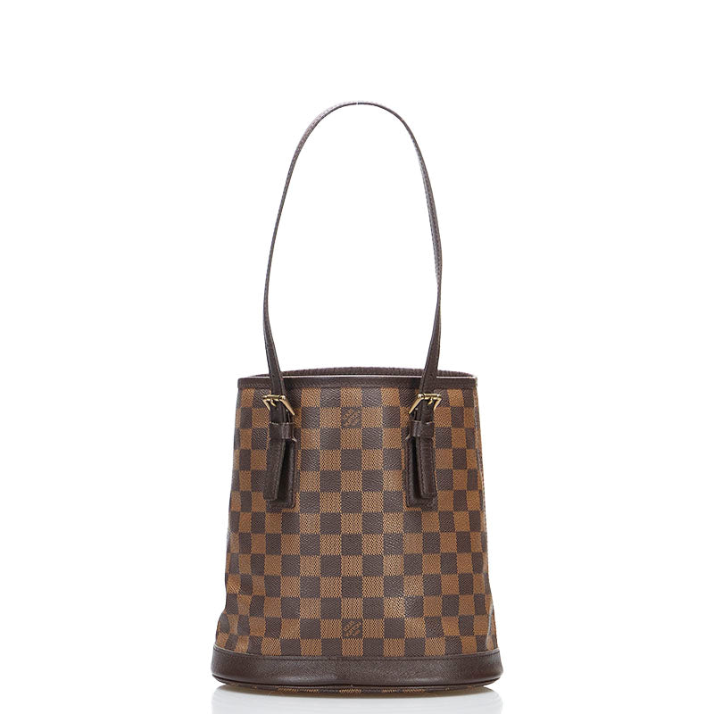 LOUIS VUITTON Damier Ebene Marais Bucket Shoulder Bag