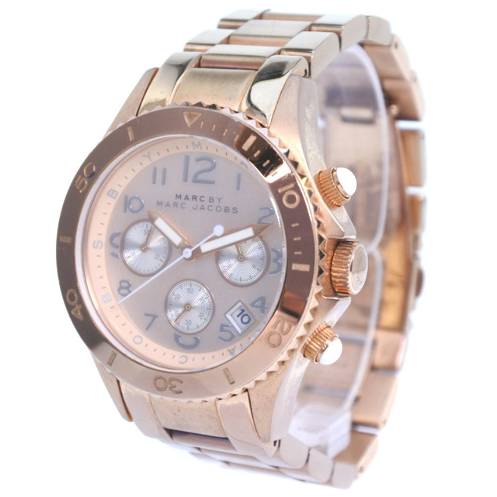 Marc by Marc Jacobs Gold Plated Unisex Wristwatch with Pink-gold Chronograph Dial - Used MBM3156