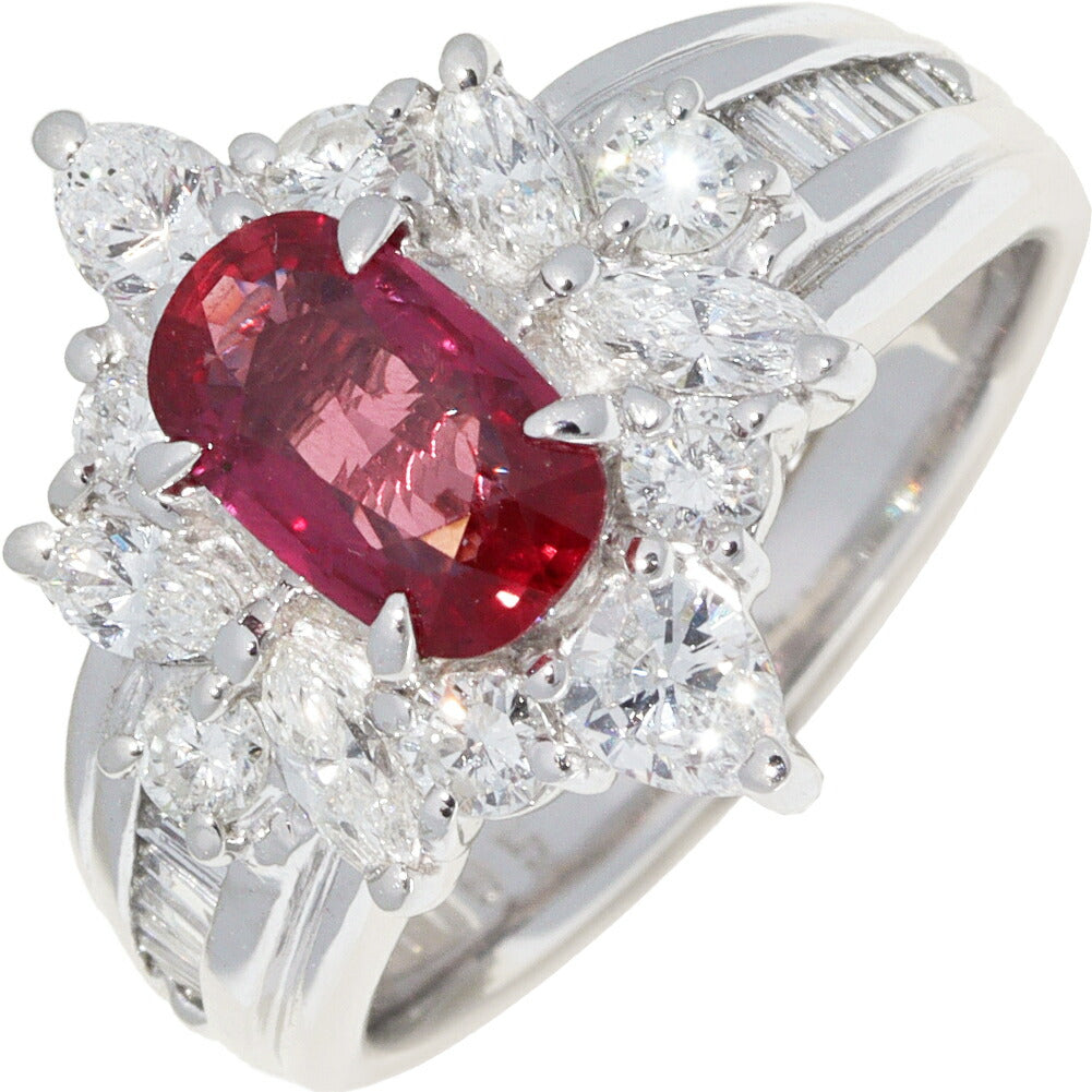 Pt900 Ruby Diamond Ring in Great Condition