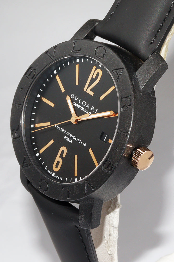 Bvlgari Bvlgari BB40CL Carbon Leather Automatic Men's Watch in Great Condition